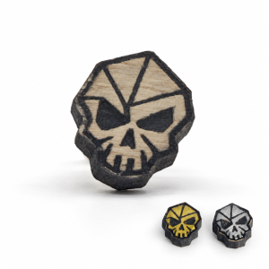 Clous d’oreilles crâne en bois, trois finitions